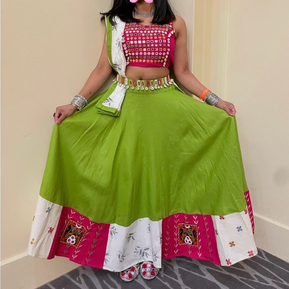 Not Rated Green and Pink A-Line Skirt
